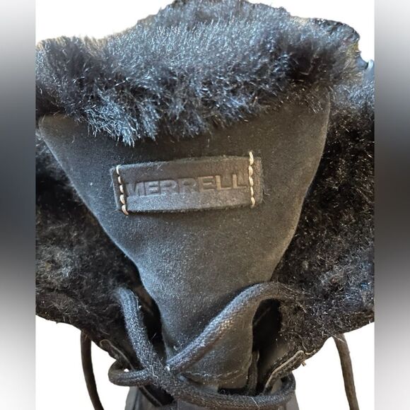 Merrell Tremblant Ezra Waterproof Winter Snow Boots Black Suede Leather SZ 9 - Picture 5 of 10